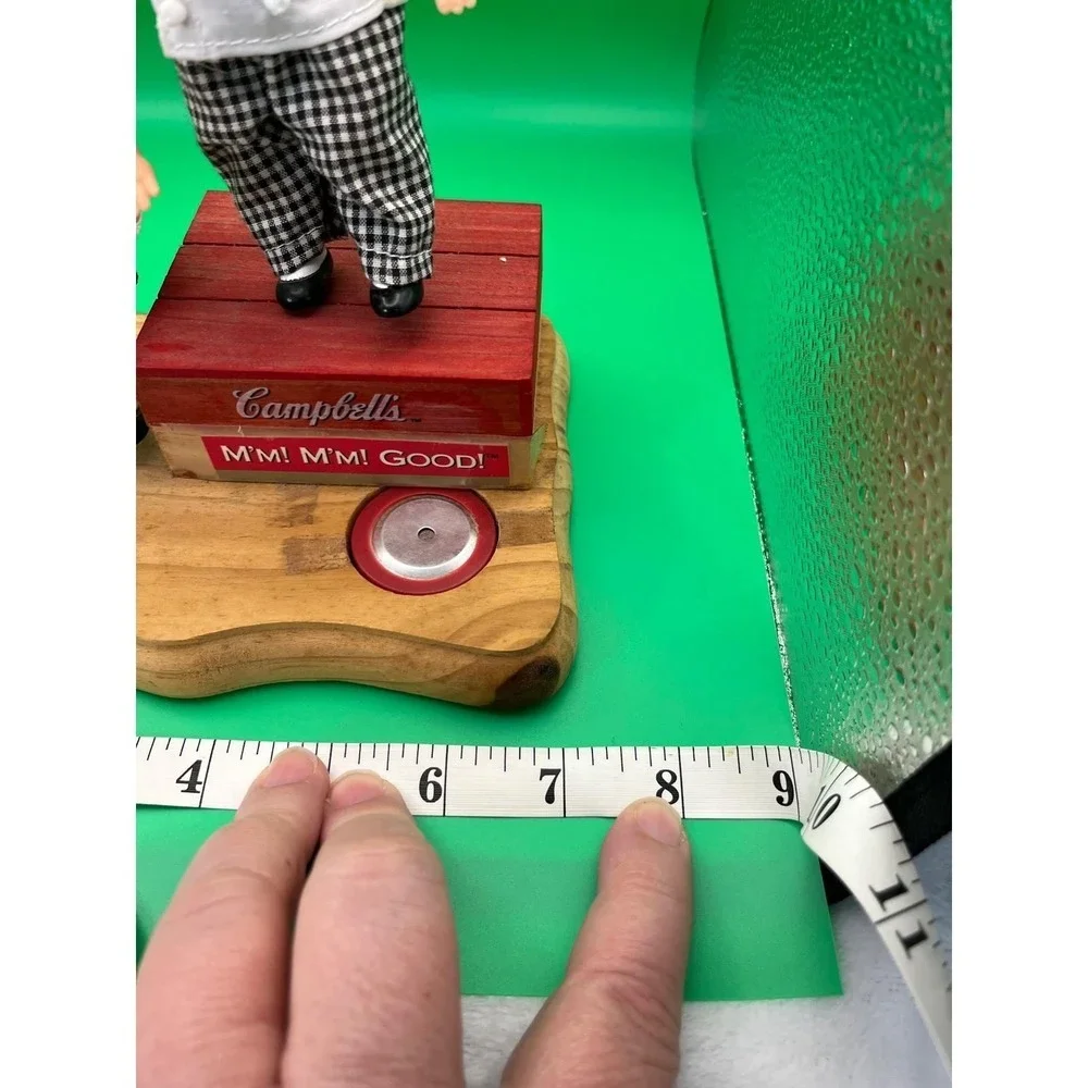 Vintage Campbell Kids Musical Moving Figurine Wood Base Chef & Girl Collectible